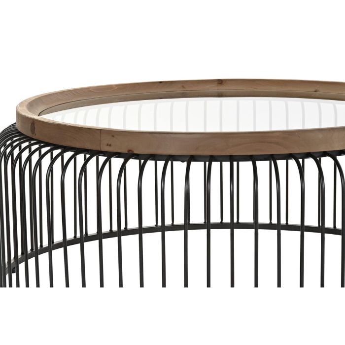 Juego de 2 mesas DKD Home Decor Abeto Negro Metal Marrón (90 x 90 x 36 cm) (90 x 90 x 35 cm) 1
