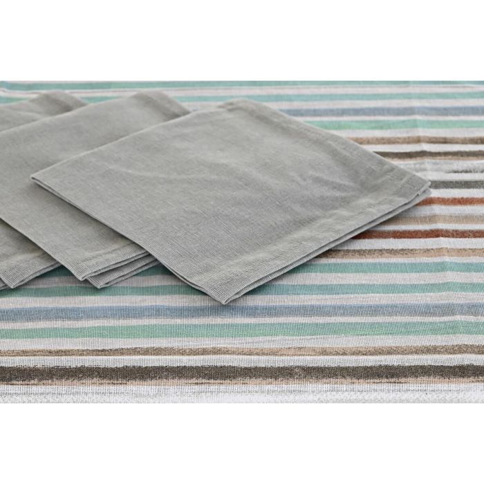 Mantel y servilletas DKD Home Decor 2 Unidades 150 x 150 x 0,5 cm Gris Azul cielo 3