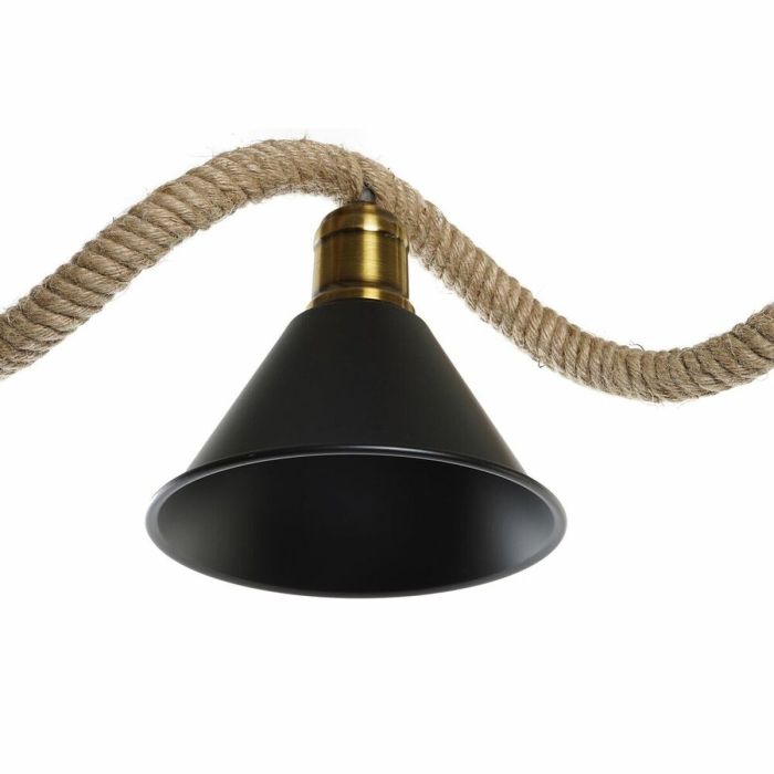 Lámpara de Techo DKD Home Decor Natural Negro Metal Cuerda 50 W (85 x 18 x 20 cm) 4