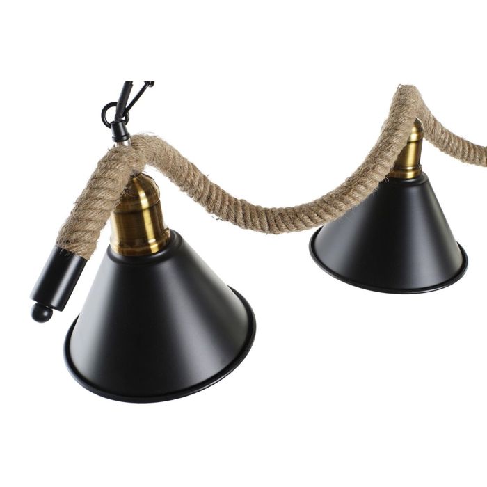 Lámpara de Techo DKD Home Decor Natural Negro Metal Cuerda 50 W (85 x 18 x 20 cm) 3