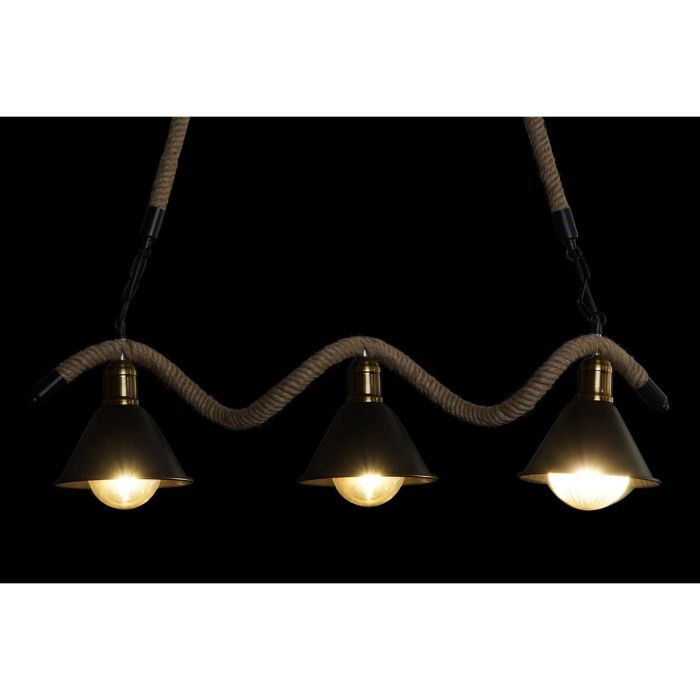 Lámpara de Techo DKD Home Decor Natural Negro Metal Cuerda 50 W (85 x 18 x 20 cm) 1