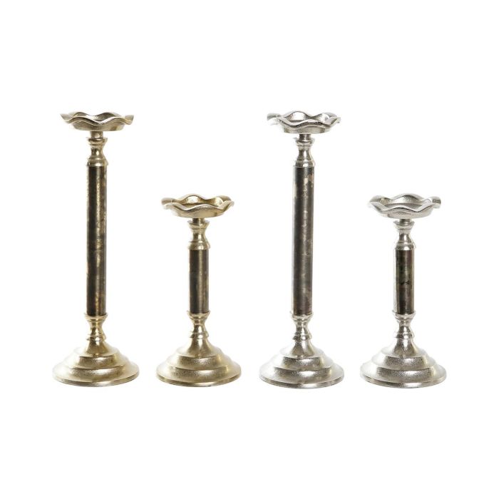 Candelabro Moderno DKD Home Decor Dorado Plateado 10 x 31.5 x 10 cm Set de 2 (2 Unidades)