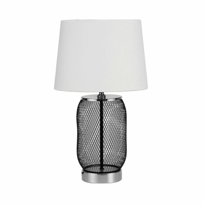 Lámpara de mesa DKD Home Decor Plateado Negro Metal Tela Poliéster Blanco 220 V 50 W Moderno (2 Unidades) (28 x 28 x 47 cm) 1