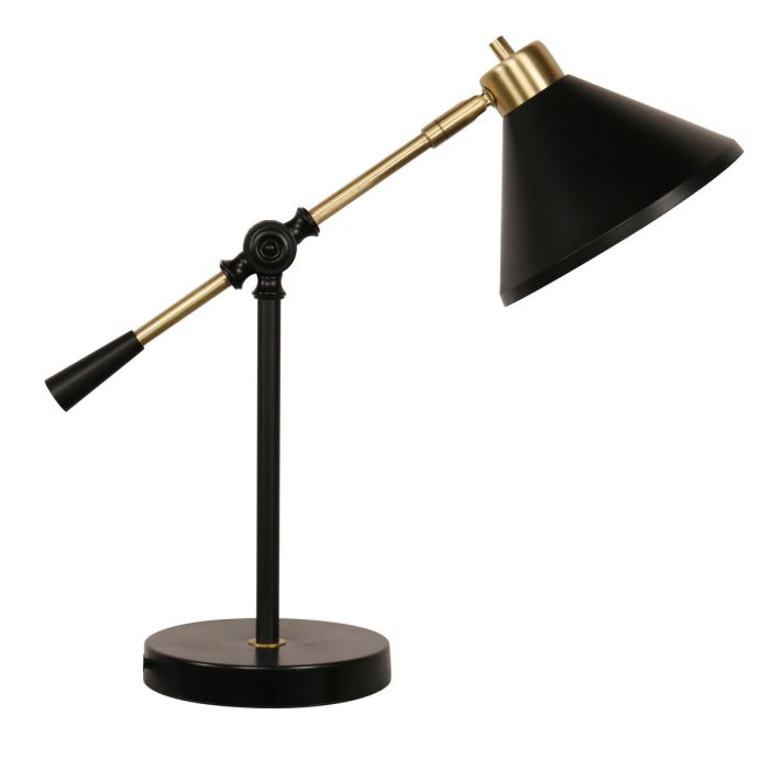 Lámpara de mesa DKD Home Decor Negro Dorado Metal (17,7 x 38 x 40,6 cm) (17,7 x 44 x 40,6 cm)