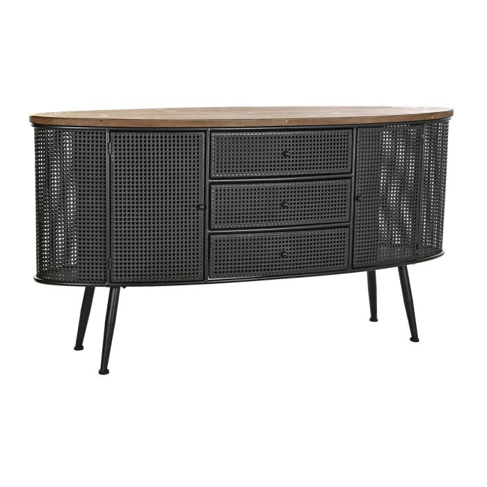 Aparador DKD Home Decor 145,5 x 45 x 76 cm Abeto Negro Metal Marrón