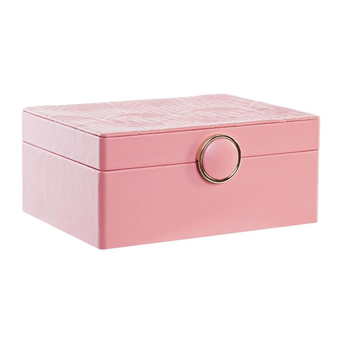 Caja-Joyero DKD Home Decor 17 x 13 x 8,5 cm Rosa Poliuretano Madera MDF 2