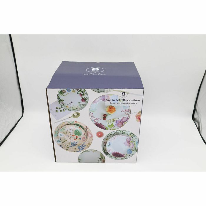 Set de Platos DKD Home Decor Porcelana Multicolor 18 Piezas (27 x 27 x 3 cm) 1