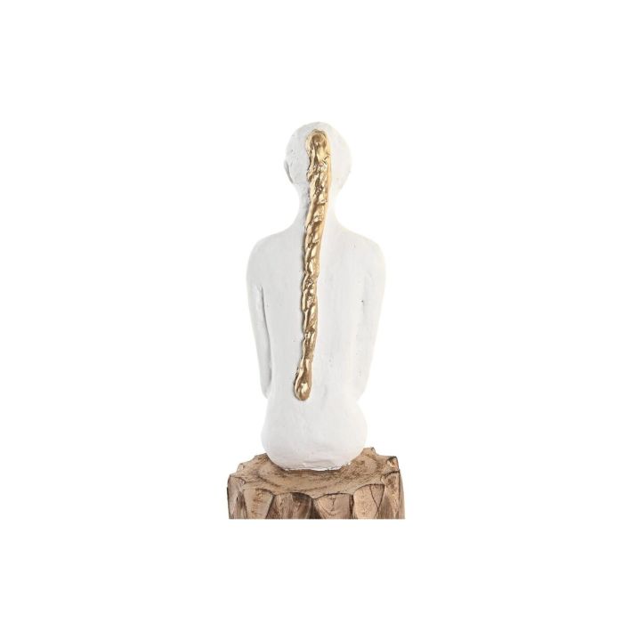 Figura Decorativa DKD Home Decor Mujer Marrón Blanco Resina Madera de mango Urbano (2 Unidades) 1