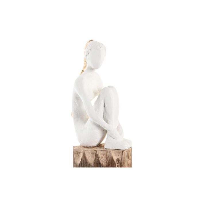 Figura Decorativa DKD Home Decor Mujer Marrón Blanco Resina Madera de mango Urbano (2 Unidades) 2