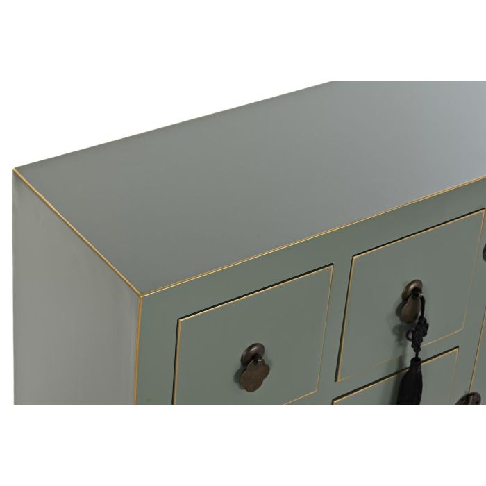 Mueble de TV DKD Home Decor Blanco Negro Verde Dorado Metal Abeto Madera MDF 130 x 26 x 51 cm 6