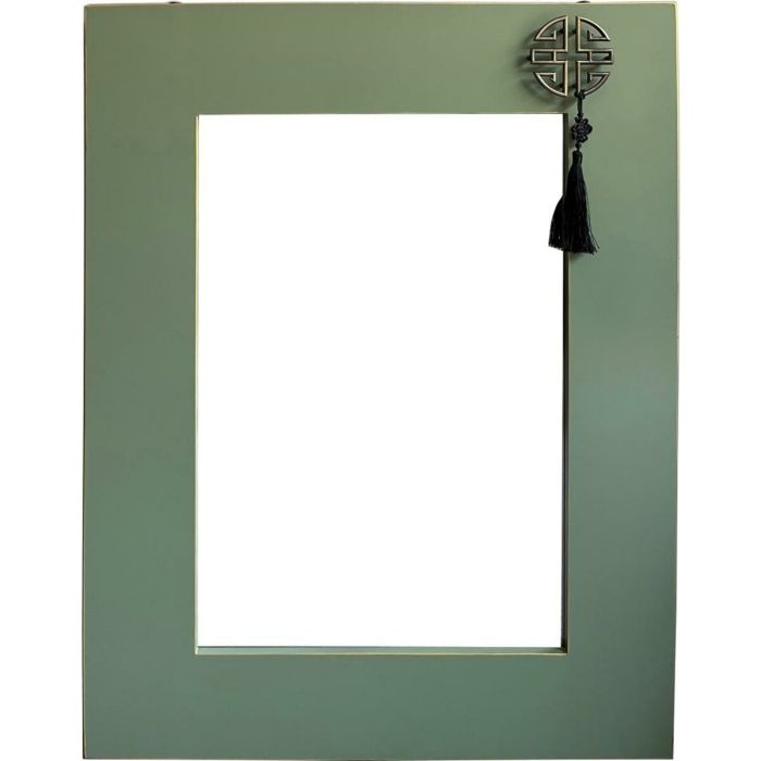 Espejo de pared DKD Home Decor Abeto Natural Rojo Metal Verde Oriental Madera MDF (70 x 2 x 90 cm) 1