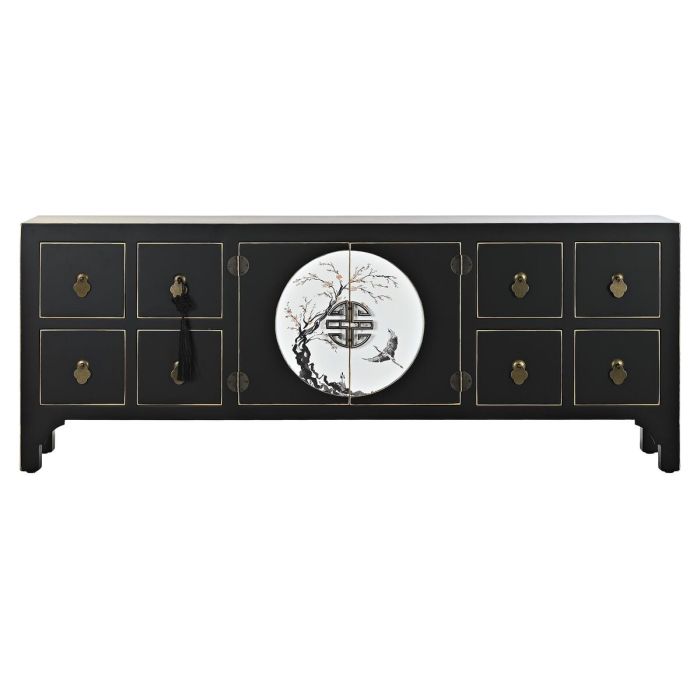 Mueble de TV DKD Home Decor Negro Oriental Abeto Metal Madera MDF (130 x 26 x 51 cm) 7