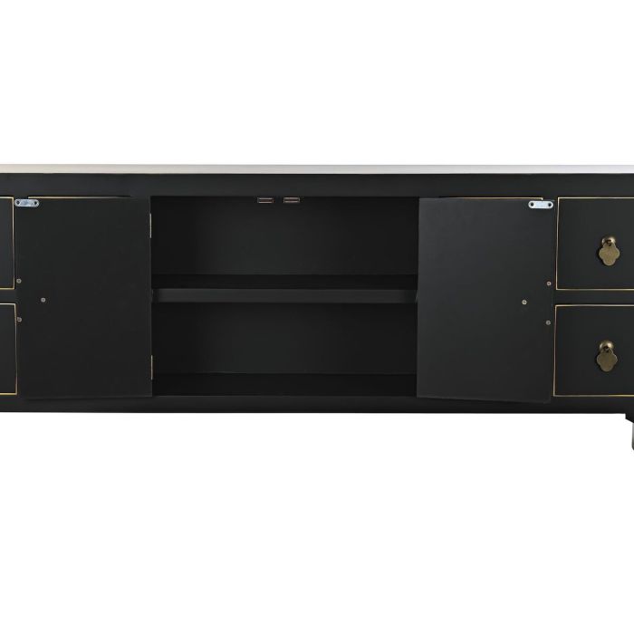 Mueble de TV DKD Home Decor Negro Oriental Abeto Metal Madera MDF (130 x 26 x 51 cm) 3