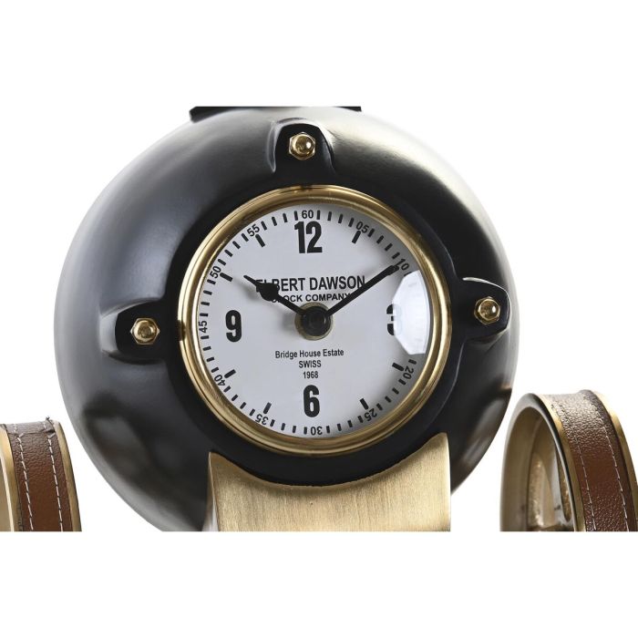 Reloj de Mesa DKD Home Decor 20,5 x 20,5 x 21,5 cm Negro Dorado Aluminio Resina Colonial 1