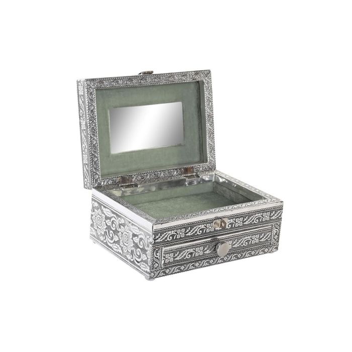 Caja-Joyero DKD Home Decor 17,5 x 13 x 8 cm Plateado Madera Aluminio Verde 2