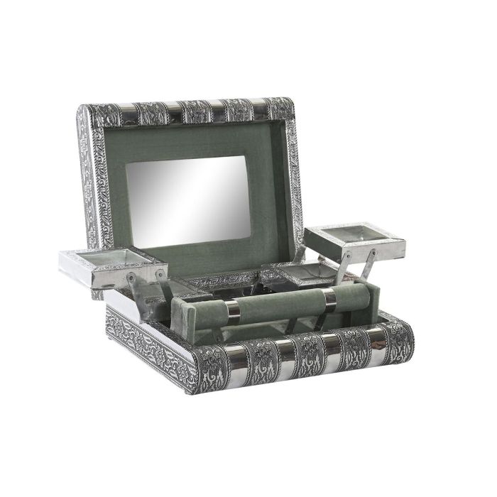 Caja-Joyero DKD Home Decor Plateado Madera Aluminio Verde (23 x 19 x 7,5 cm) 2