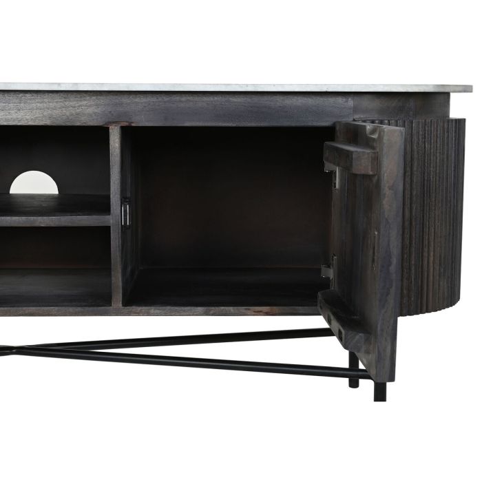 Mueble de TV DKD Home Decor 145 x 40 x 54 cm 150 x 41 x 54 cm Negro Gris Blanco Mármol Madera de mango 2
