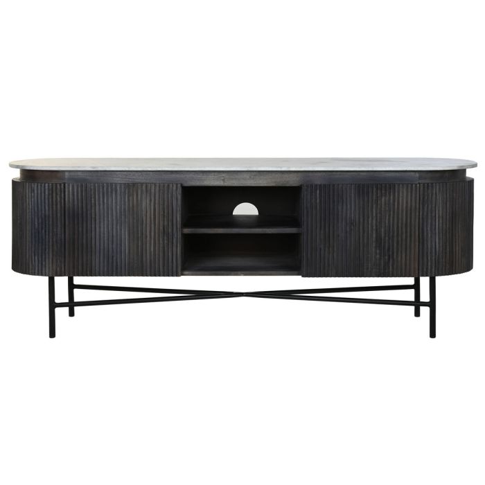 Mueble de TV DKD Home Decor 145 x 40 x 54 cm 150 x 41 x 54 cm Negro Gris Blanco Mármol Madera de mango 4