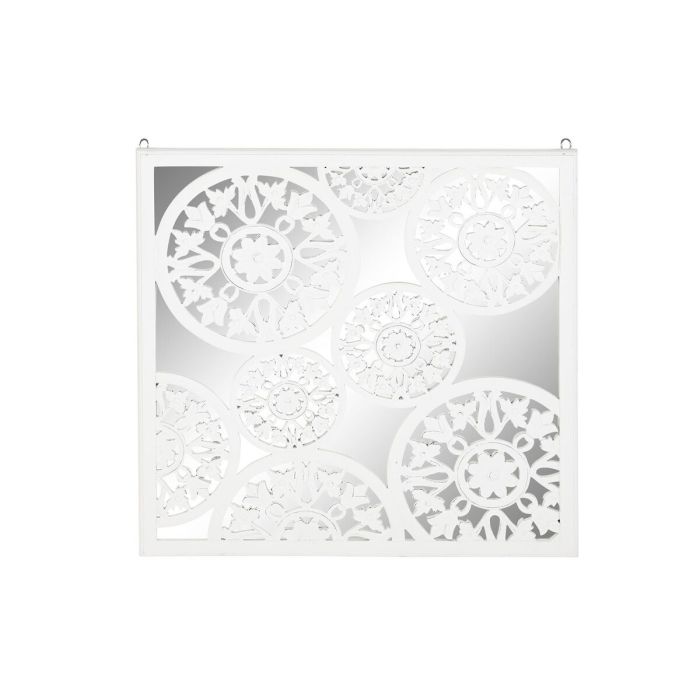 Decoración de Pared DKD Home Decor Espejo Blanco Madera MDF (90 x 1,5 x 90 cm)