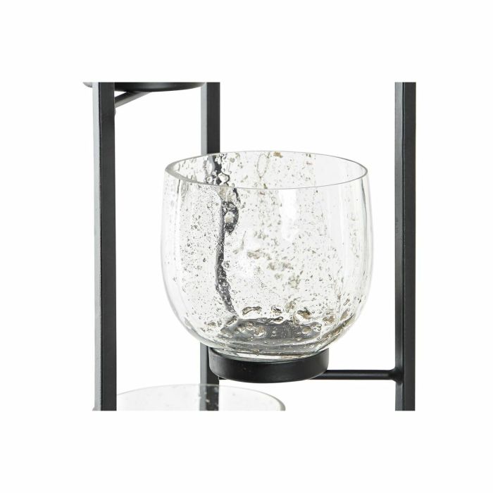 Portavelas DKD Home Decor Cristal Negro Transparente 18 x 18 x 76 cm Hierro 1