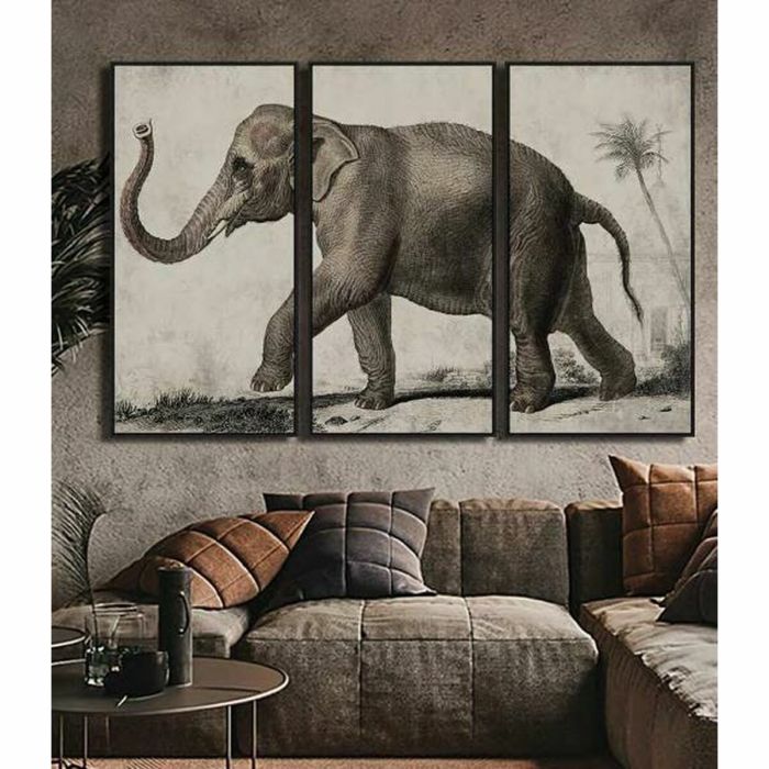 Lienzo DKD Home Decor 3 Piezas Elefante Colonial (180 x 4 x 120 cm) 1