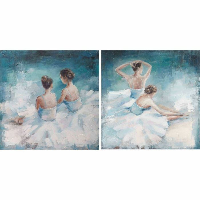 Cuadro DKD Home Decor 100 x 3,5 x 100 cm Bailarina Ballet Romántico (2 Unidades)