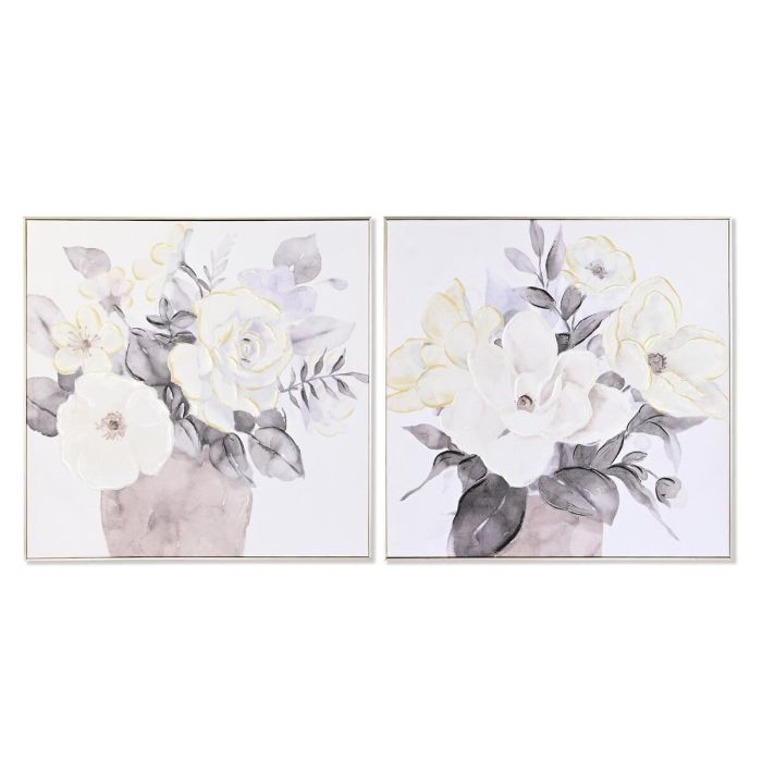 Cuadro Tradicional DKD Home Decor Blanco Marron 3.5 x 80 x 80 cm (2 Unidades)