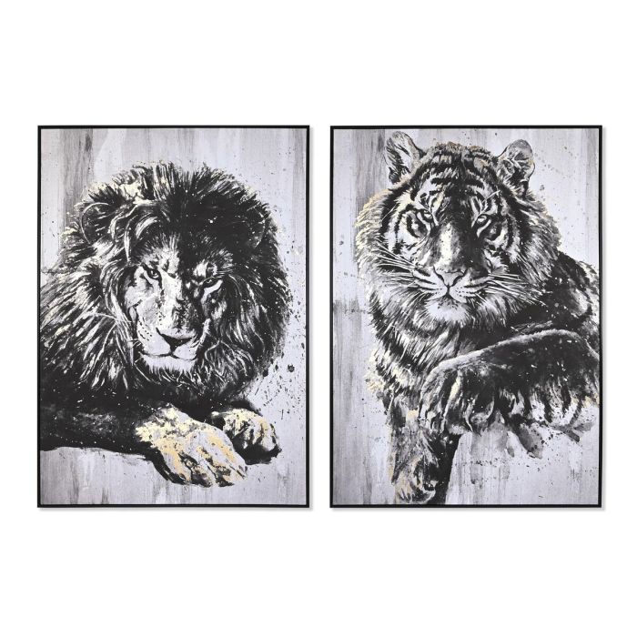 Cuadro DKD Home Decor 103 x 4,5 x 143 cm Tigre Colonial (2 Unidades)