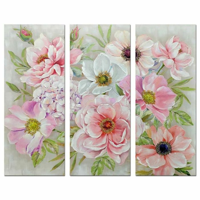 Cuadro DKD Home Decor Flores 60 x 3 x 150 cm Shabby Chic (3 Piezas)