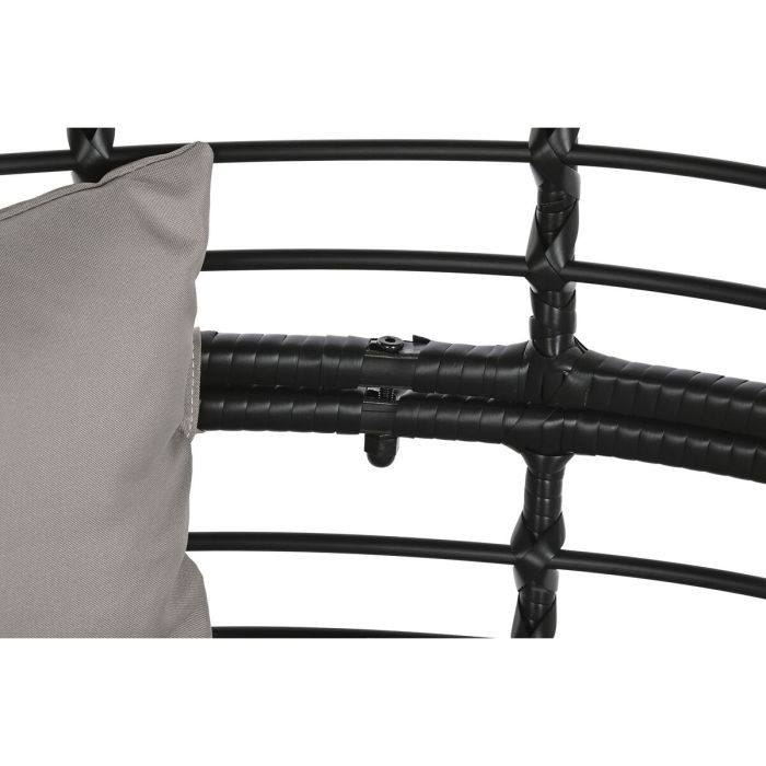 Sillón de jardín DKD Home Decor 90 x 65 x 151 cm Negro Gris Metal ratán sintético 3