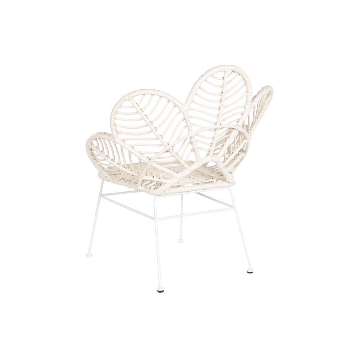 Silla de Jardín DKD Home Decor 76 x 67 x 86 cm Metal ratán sintético Blanco 3