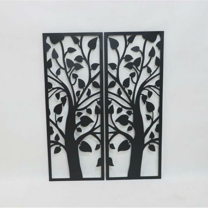 Decoración de Pared DKD Home Decor (2 Piezas) Árbol Metal Shabby Chic (35 x 1,3 x 91 cm) 1