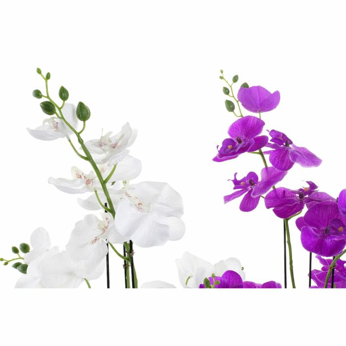 Flores Decorativas DKD Home Decor 44 x 27 x 77 cm Lila Blanco Verde Orquídea (2 Unidades) 1
