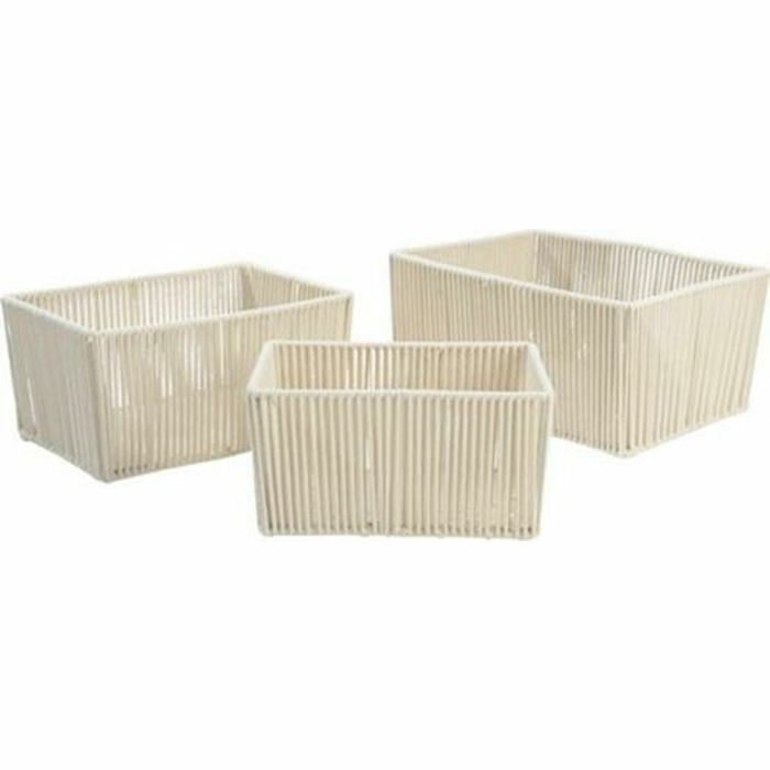 Cesta Basicos DKD Home Decor Beige 30 x 20 x 40 cm Set de 3