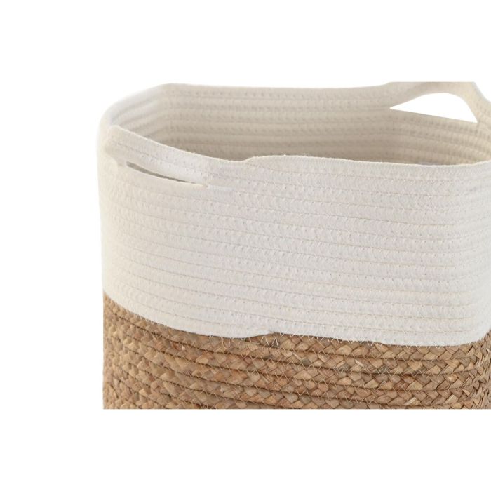 Cesta Decorativa DKD Home Decor Algodón Blanco Fibra natural (36 x 36 x 52 cm) 1