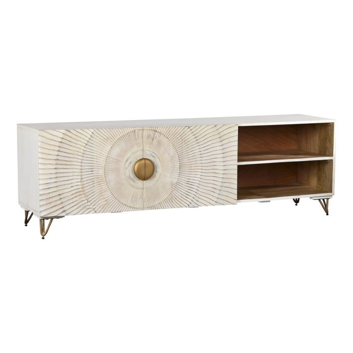 Mueble Tv Colonial DKD Home Decor Blanco 40 x 50 x 160 cm Mueble Tv Colonial DKD Home Decor Blanco 40 x 50 x 160 cm