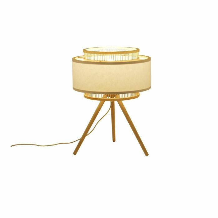 Lámpara de mesa DKD Home Decor Marrón Poliéster Blanco Bambú (36 x 36 x 48 cm) 1