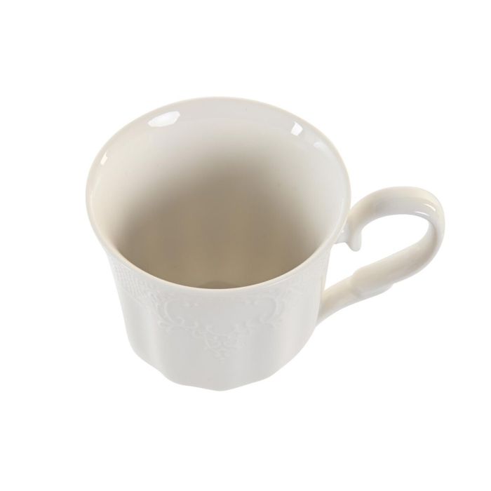 Juego de 4 Tazas Mug DKD Home Decor Natural Porcelana Blanco Bambú (350 ml) 2