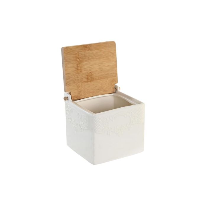 Salero con Tapa DKD Home Decor 10,5 x 9 x 9 cm Natural Porcelana Blanco 1