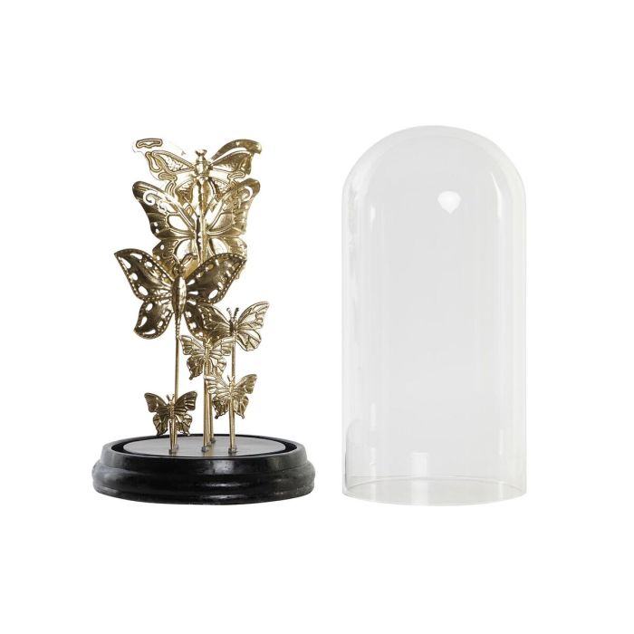 Figura Decorativa DKD Home Decor Cristal Negro Dorado Metal Mariposas (18,5 x 18,5 x 32,5 cm) 1