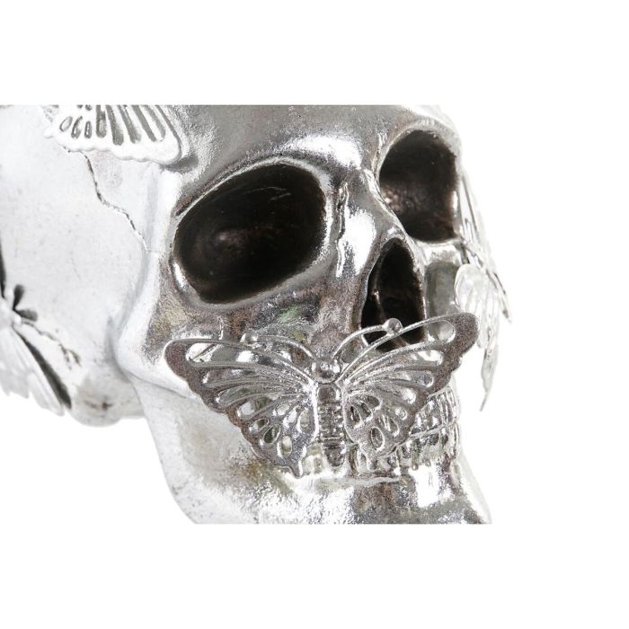 Figura Decorativa DKD Home Decor Dorado Plateado Calavera 16,5 x 10,5 x 11,5 cm (2 Unidades) 2