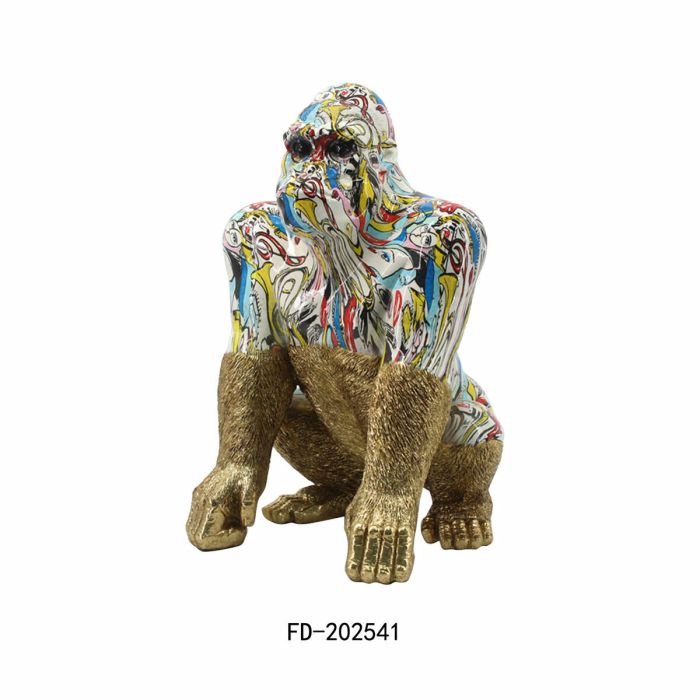 Figura Decorativa DKD Home Decor 28,5 x 26,5 x 41 cm Dorado Multicolor Gorila 1