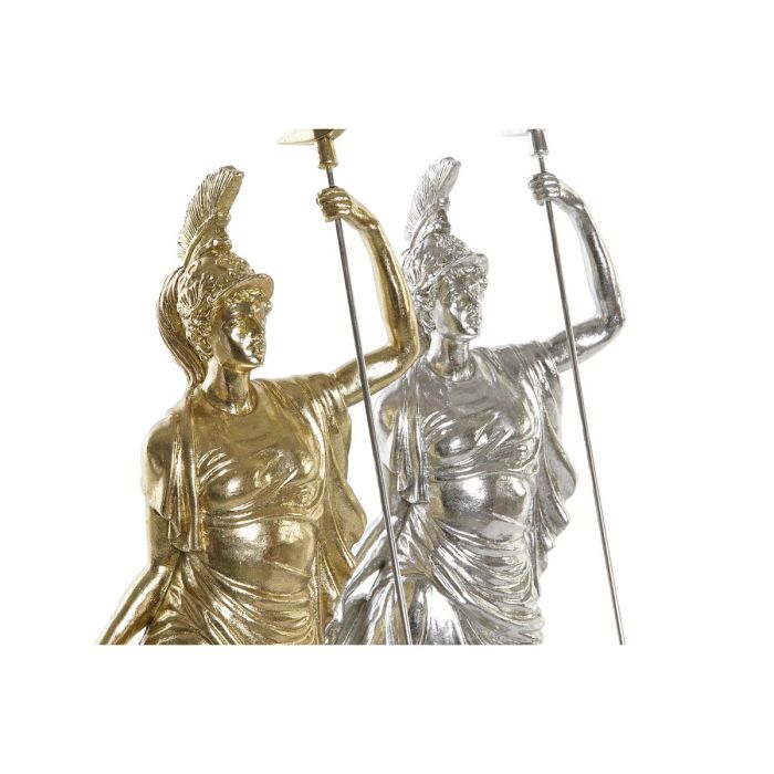 Figura Decorativa DKD Home Decor Dios Marte Diosa Griega Plateado Dorado Resina (16,5 x 10,5 x 50 cm) (2 Unidades) 1