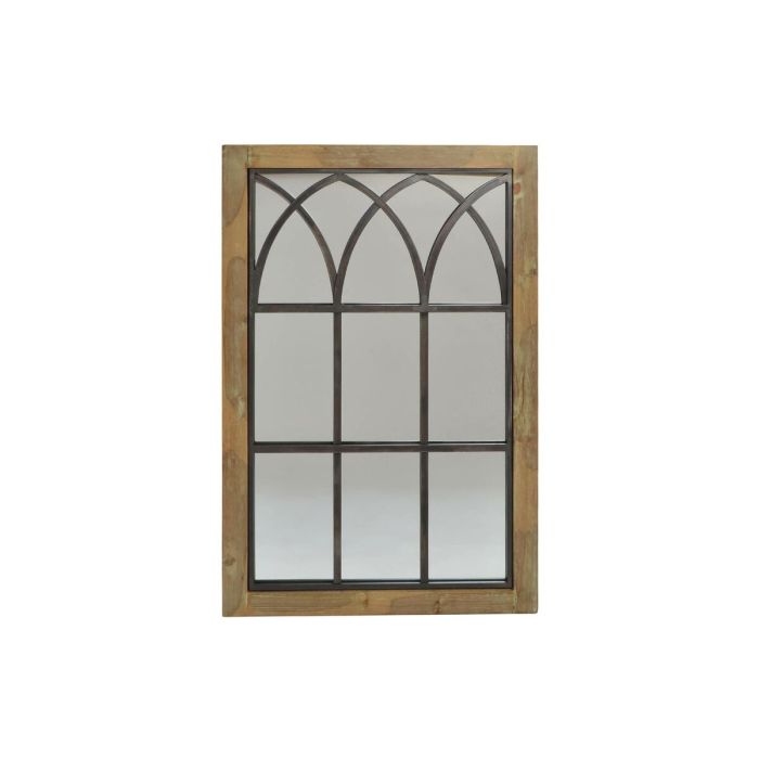 Espejo de pared DKD Home Decor Marrón Negro Metal Abedul Natural Ventana 60 x 3 x 95 cm