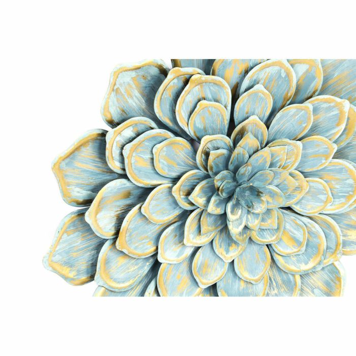 Decoración de Pared DKD Home Decor Flor Azul Metal Naranja Shabby Chic (61 x 8 x 61 cm) (2 Unidades) 1