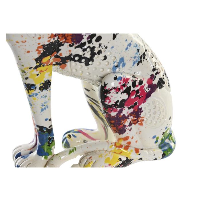 Figura Decorativa DKD Home Decor Blanco Leopardo Resina Multicolor Moderno (16 x 8 x 25 cm) 1
