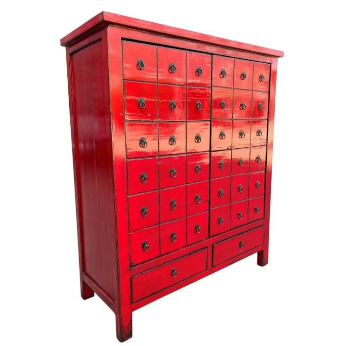 Cajonera DKD Home Decor Rojo Madera de olmo Oriental Lacado 102 x 42 x 120 cm 2