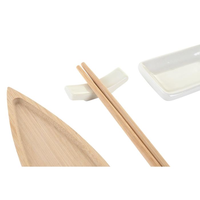 Set de Sushi DKD Home Decor 8 x 5 x 2 cm Cerámica Natural Blanco Oriental 2
