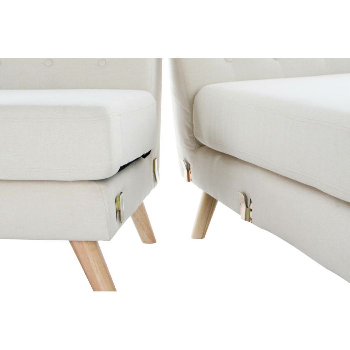 Sofá Chaise Longue DKD Home Decor Crema Madera de caucho 226 x 144 x 84 cm 4