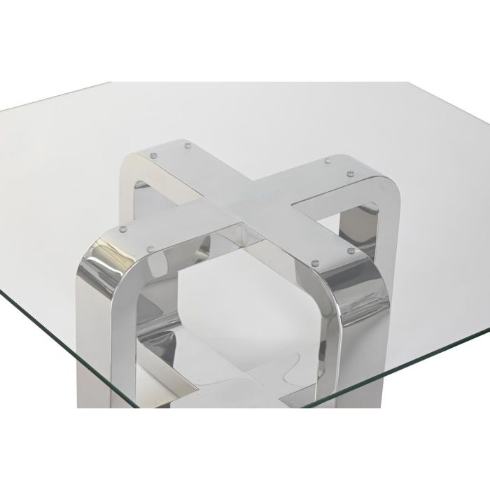 Mesa de Centro DKD Home Decor Plateado Acero Aluminio Cristal Templado 100 x 100 x 45 cm 1